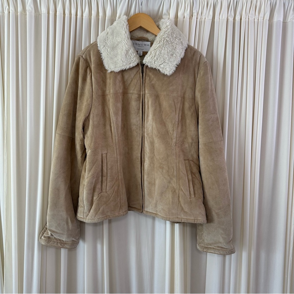 Sonoma Goods for‎ Life 90s Brown Teddy Jacket Shearling Collar Y2K Vintage XL